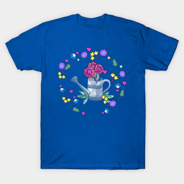 Gardening Watering Can Flowers T-Shirt by letnothingstopyou